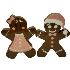 Quill to Paper Gingerbread Boy Girl Christmas Decor Set Pink Glitter